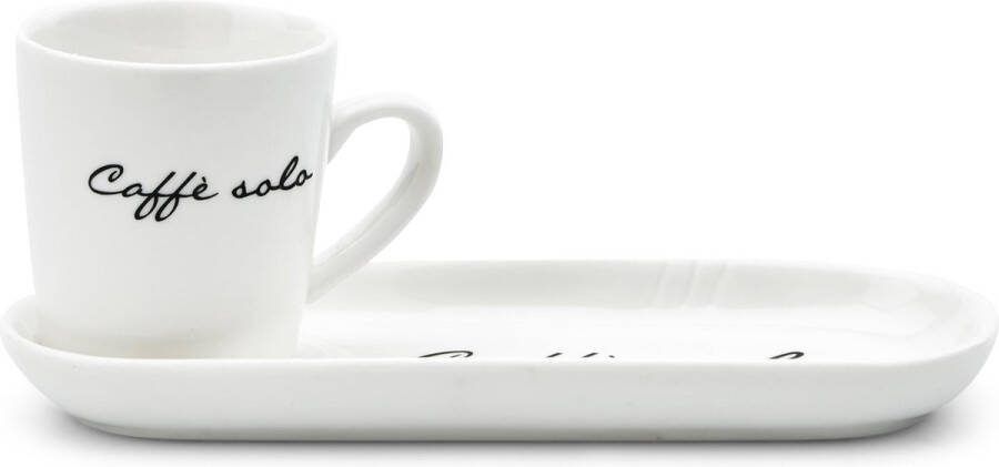 Rivièra Maison Riviera Maison Kop-en schotel koffiemok met tekst 85 ml Caffè Solo