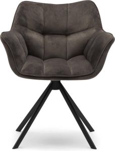 Riviera Maison Eetkamerstoel Met Armleuning Carnaby Dining Armchair Velvet Antraciet Grijs