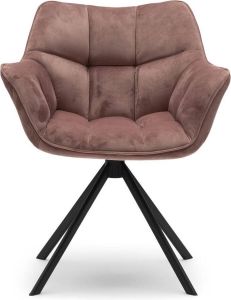 Riviera Maison Eetkamerstoel Met Armleuning Carnaby Dining Armchair Velvet Roze