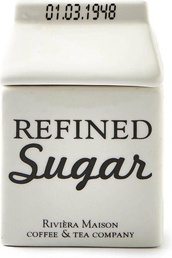 Riviera Maison Suikerpot voorraadpot Carton Jar Sugar – Wit (LxBxH) 7.6x7.6x10 cm