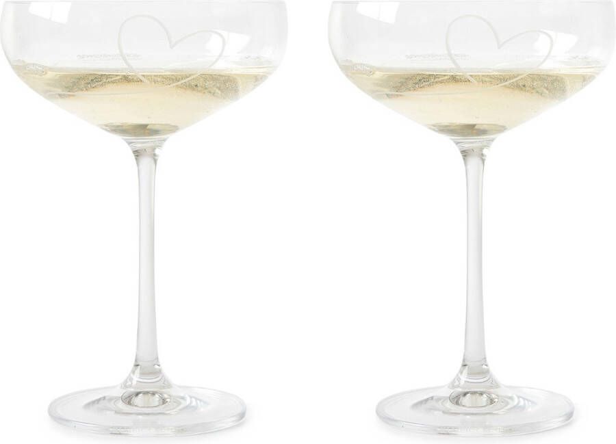 Riviera Maison Champagneglazen set With Love Coupe 400 ML Glas Transparant 2 stuks