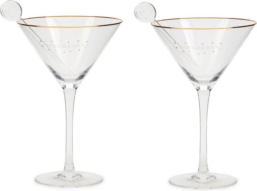 Riviera Maison Cocktail Glas Cocktailicious Glass & Stick Transparant Set van 2 Stuks