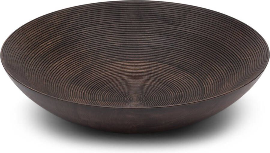 Riviera Maison Decoratieschaal hout fruitschaal donkerbruin Bangli ronde schaal dia 35 cm