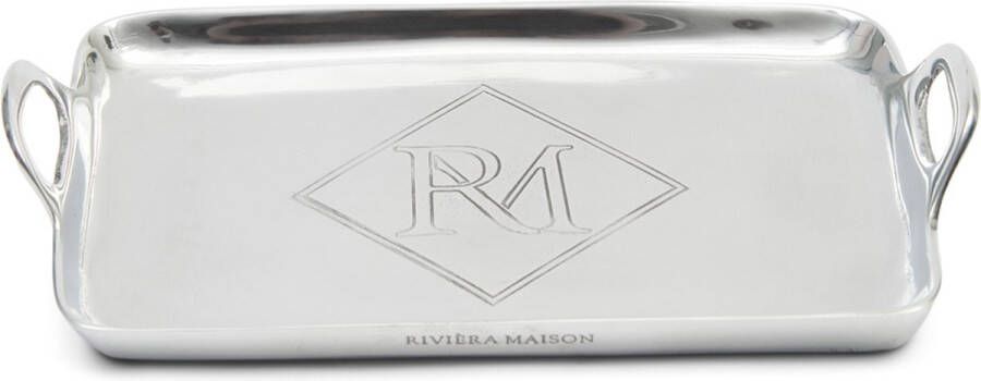 Riviera Maison Dienblad vierkant RM Monogram Mini Tray Zilver 25x15 cm