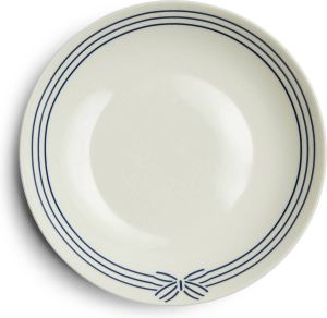 Riviera Maison diep bord saladebord strepen met strik Shoreline Salad Plate Blauw Wit Porselein 1 stuk