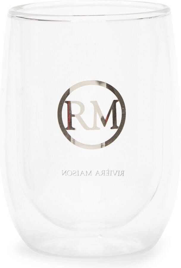 Riviera Maison dubbelwandig theeglas koffieglas met RM logo Love RM Double Wall Glass Transparant Glas Maat M 250 ml