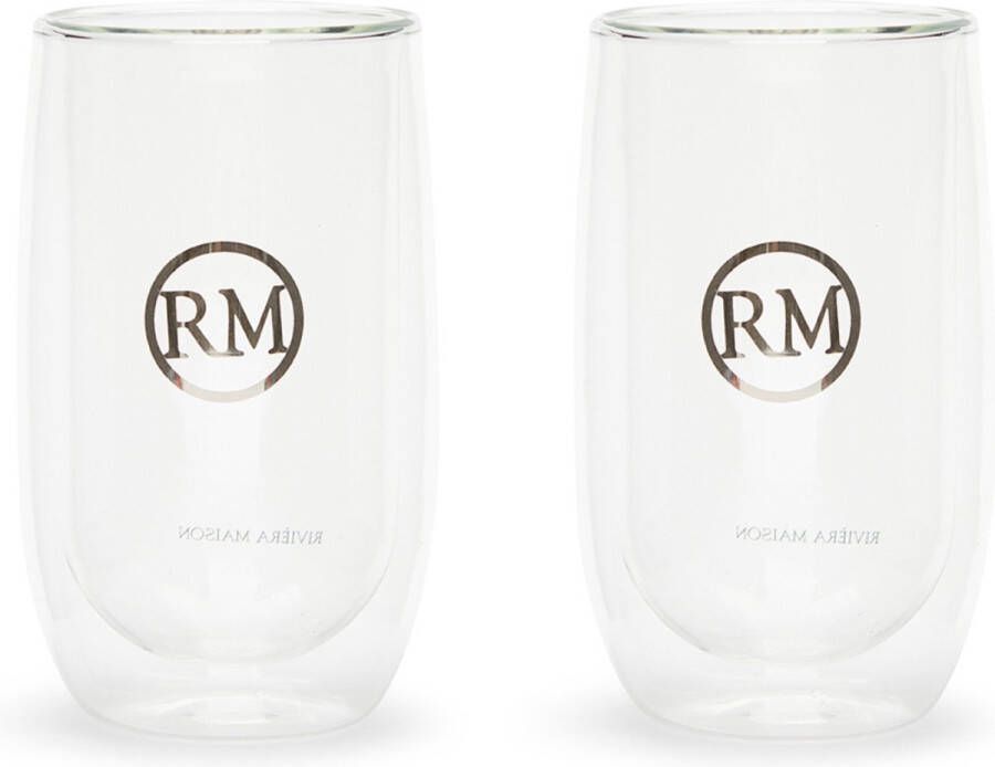 Riviera Maison Dubbelwandige glazen set met RM logo RM Love Double Wall Glass Maat L 330 ML Glas Transparant 2 stuks