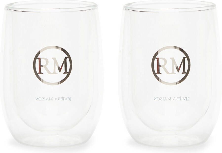 Riviera Maison Dubbelwandige glazen set met RM logo RM Love Double Wall Glass Maat M 250 ML Glas Transparant 2 stuks