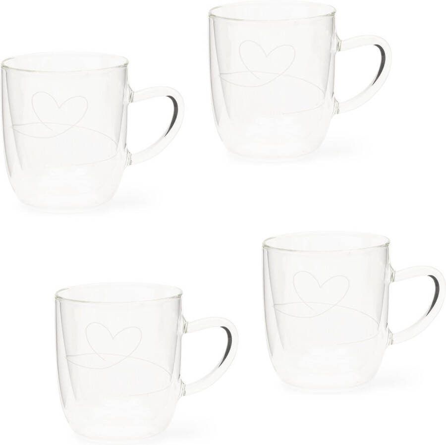 Riviera Maison Dubbelwandige Glazen With Love Double Wall Glass M 345ML Set van 4 Stuks