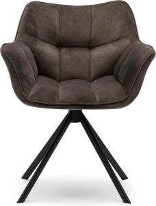 Riviera Maison Eetkamerstoel draaibaar Carnaby Dining Armchair Polyester IJzer Grijs