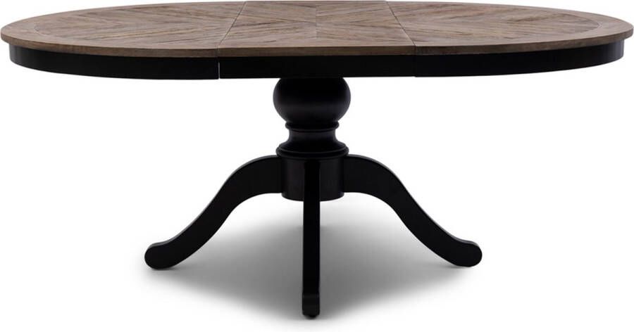 Riviera Maison Eettafel Uitschuifbaar Le Marais Dining Table Extendable Dia 140 190 x 140 Zwart Gerecycled Eikenhout