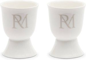 Riviera Maison Eierdoppen set met RM logo RM Monogram Egg Cup Porselein Wit 2 stuks