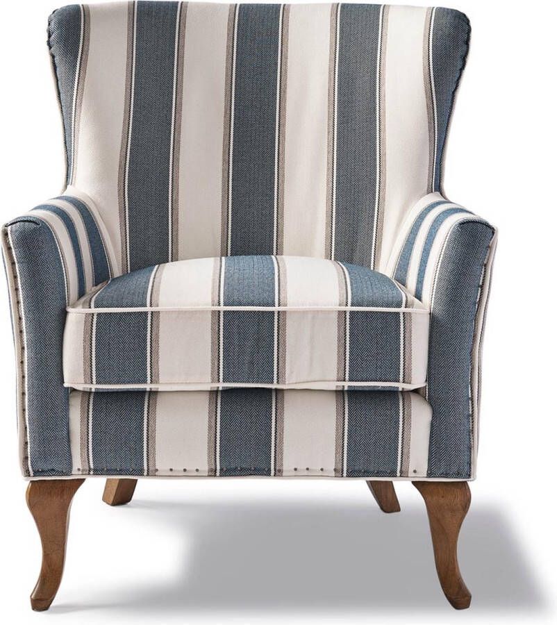 Riviera Maison Fauteuil Met Armleuning Cavendish Armchair blue stripe Gestreept Blauw