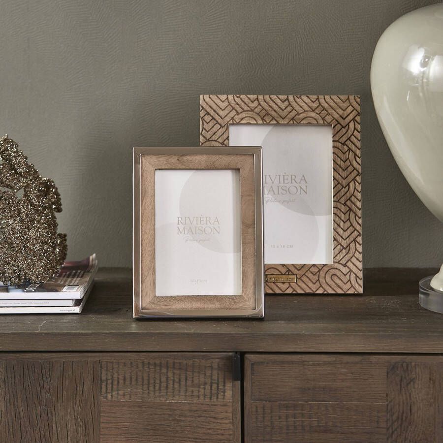 Riviera-Maison Fotolijst Rechthoek fotokader RM Wood Structure Photo Frame 15x10 Zilver Hout