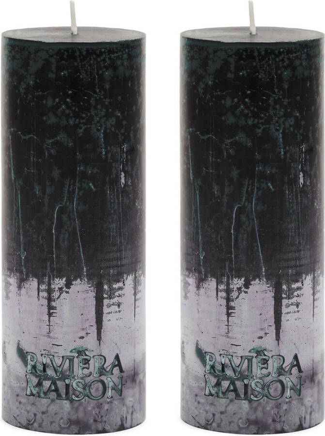 Riviera Maison Kaarsen Pillar Candle ECO black 7x18 Zwart Set van 2 Stuks