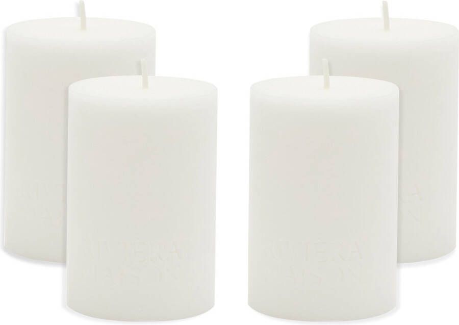 Riviera Maison Kaarsen Pillar Candle ECO off-white 7x10 Wit Set van 4 stuks
