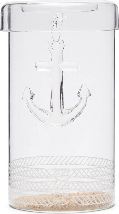 Riviera Maison kaarsenhouder glas hervulbaar met anker RM Fillable Anchor Hurricane Transparant Glas
