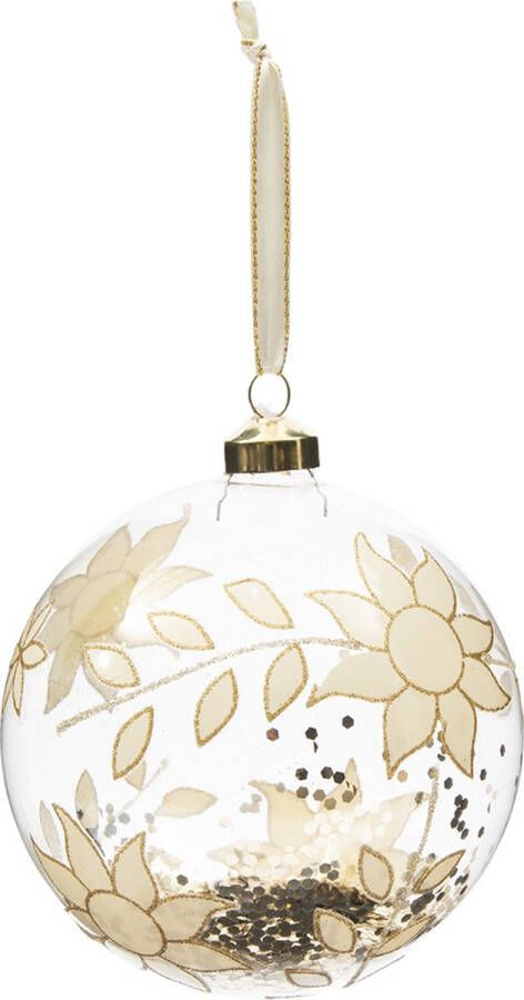 Riviera Maison Kerstbal Rond met glitter Kerstboom decoratie Festive Floral Ornament (Ø)12