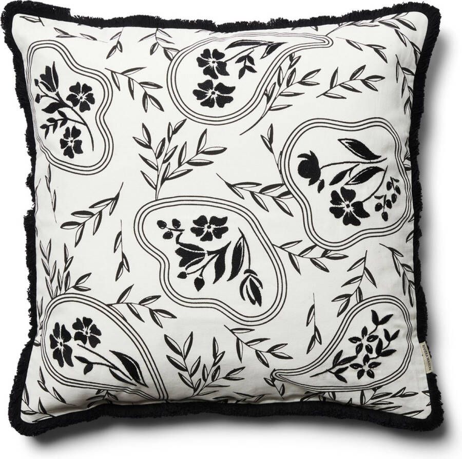 Riviera Maison kussenhoes Kussensloop 50x50 Sierkussen bloemenprint RM Xanadu Pillow Cover Zwart Wit Katoen
