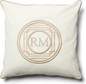 Riviera Maison kussenhoes Kussensloop 50x50 Sierkussen RM logo RM Steven Pillow Cover Wit Katoen