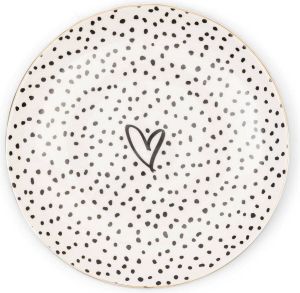 Riviera Maison Ontbijtbord 20 cm Dots & Stripes Heart Breakfast Plate Wit Porselein