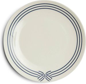 Riviera Maison ontbijtbord bord strepen Shoreline Breakfast Plate Blauw Wit Porselein 1 stuk