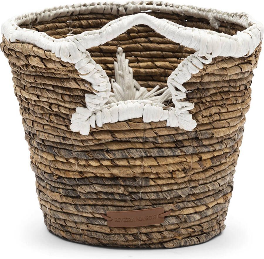 Riviera Maison Opbergmand Rieten mand Sterrenprint kerst Étoiles Mini Basket 2 stuks Bruin