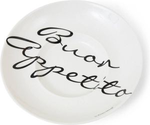 Riviera Maison Pastabord 26 cm Diep Bord Buon Appetito Pasta Plate Wit Porselein