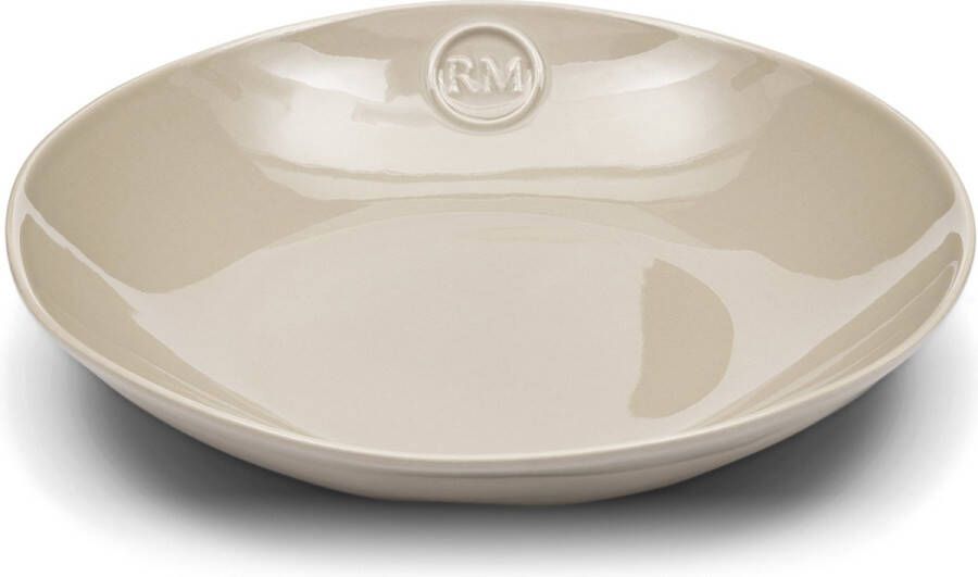 Riviera Maison Pastabord Beige diep bord 23 cm Portofino glanzend porselein met RM logo