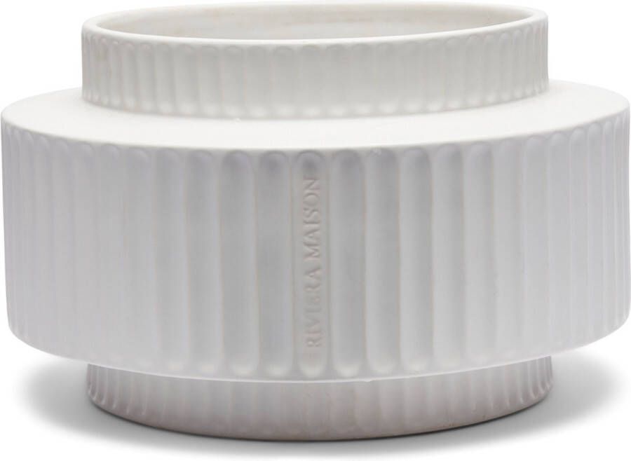 Riviera Maison Plantenbak bloempot Groot en rond Voor Binnen en Buiten RM Aelous Planter Wit Porselein