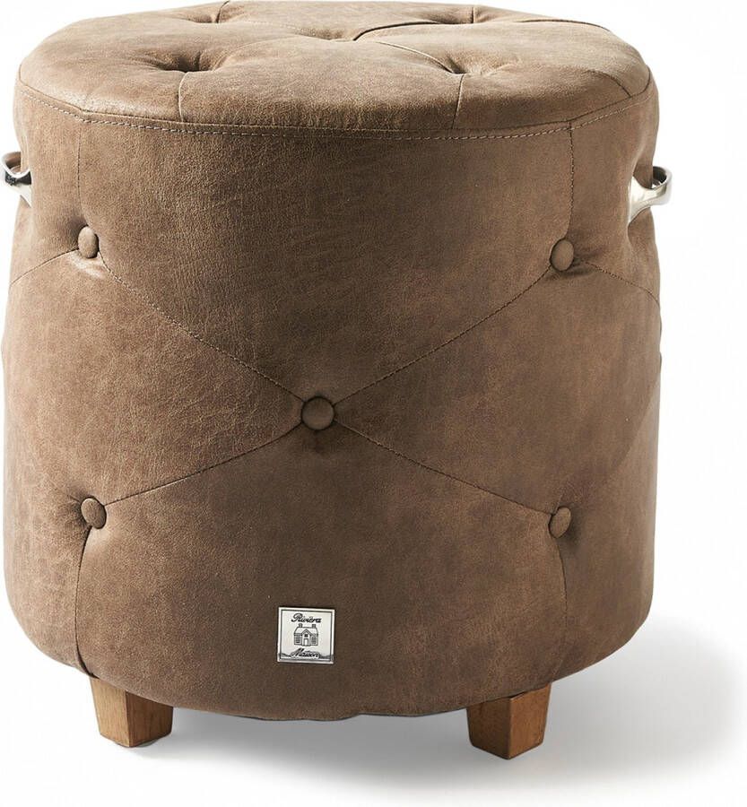 Rivièra Maison Riviera Maison Bowery Footstool Pellini Coffee 46.0x48.0x48.0 cm