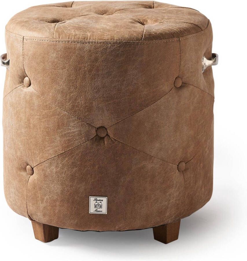 Rivièra Maison Riviera Maison Bowery Footstool Pellini Camel 46.0x48.0x48.0 cm