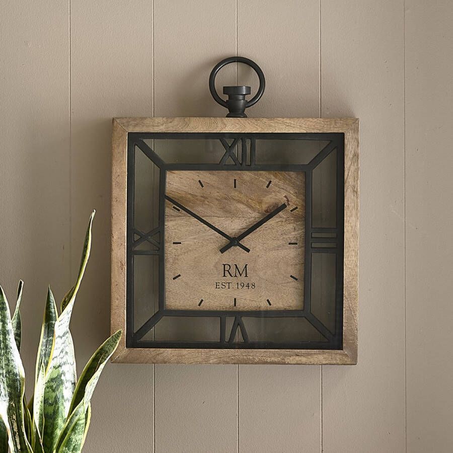 Riviera-Maison Queens Square Wall Clock Natural 5.0 x 33.0