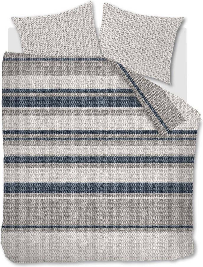 Rivièra Maison Beddengoed Riviera Maison Rattan Stripes Dekbedovertrek Tweepersoons 200 x 200 220 cm Blauw Grijs