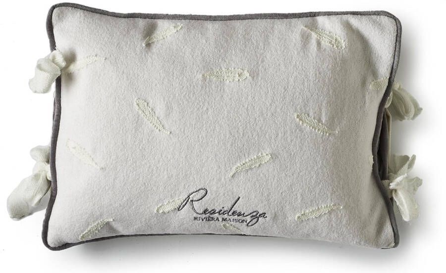 Riviera Maison Rivièra Maison Residenza Feather Pillow Cover 40x30 Sierkussen Wit Polyester; Wol