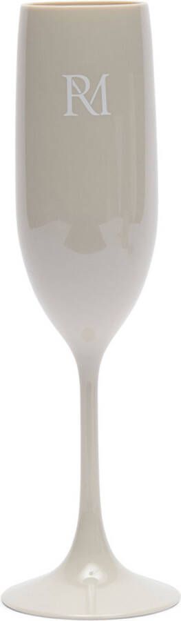 Riviera Maison Champagneglas 155 ml outdoor glas niet breekbaar Glazen & Bekers RM Monogram Outdoor Bubbles Glass Beige MS