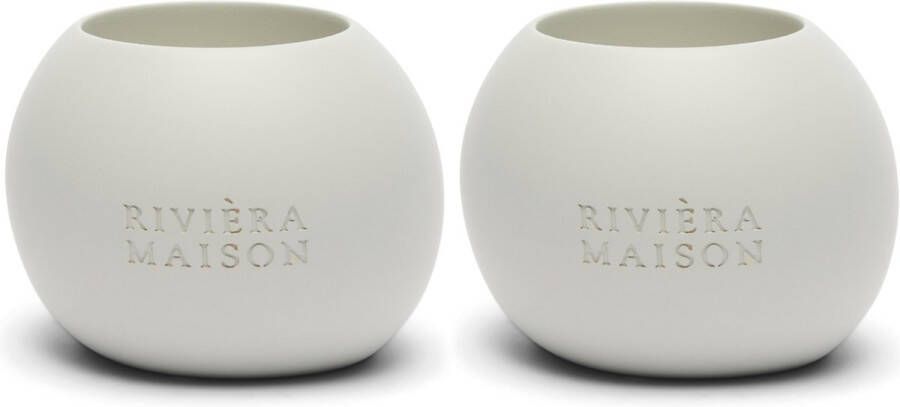 Riviera Maison Ronde Waxine- theelichthouder set RM Oriental Pearl Votive Mat Beige 2 stuks Polyresin Flax