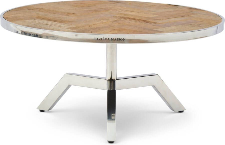 Riviera Maison Salontafel Rond Verstelbaar 80 cm Kirkwood Adjustable Table Zilver