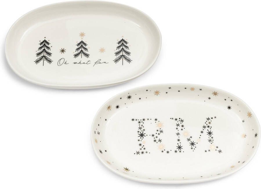Riviera Maison Serveerbordjes Kleine bordjes fotokader Magical Christmas Plate 2 stuks Wit