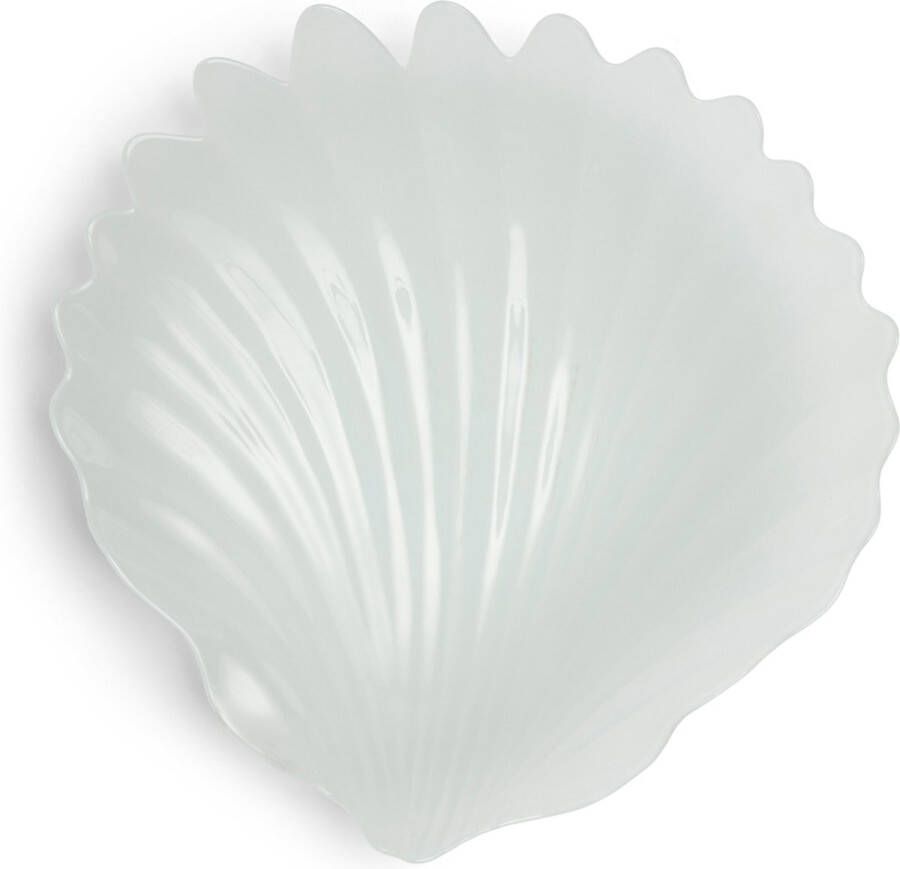 Riviera Maison Decoratieve Schaal Serveerschaal Zee Schelp RM Beach Shell Serving Plate Wit Glas 1 stuk