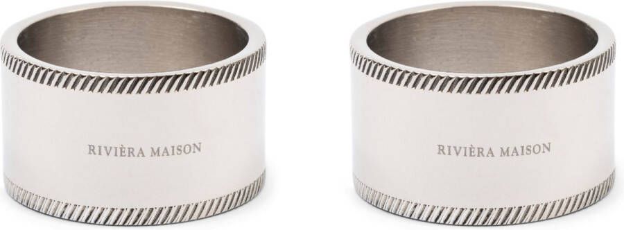 Riviera Maison Servetring Tafeldecoratie Met RM logo RM Monogram Napkin Ring zilver Aluminium set van 2 stuks