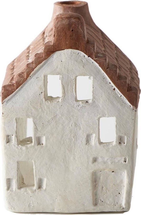 Riviera Maison Stepped Gable Canal House Waxinelichthouder 12x16 Cm Wit