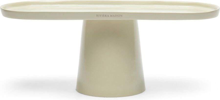 Riviera Maison taartplateau met voet Taartenschaal serveelschaal ovaal Bradford Cake Stand Beige Aluminium