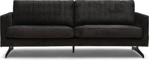 Riviera Maison The Camille Sofa 3S Suede Noir Polyester Beukenhout 232.0x88.0x87.0 cm