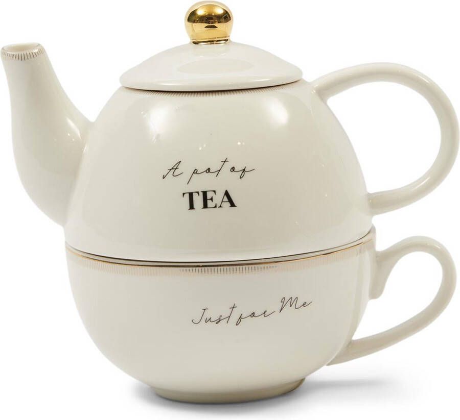 Riviera-Maison RM Elegant Tea For One White Gold 10.0 x 15.5