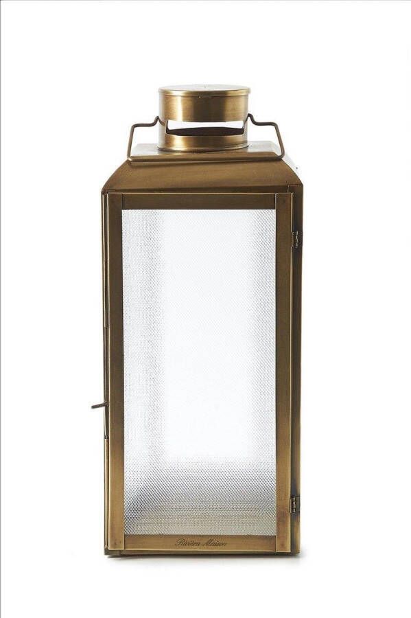 Riviera Maison Union Square Lantern (L) Windlicht Goud Glas; Ijzer