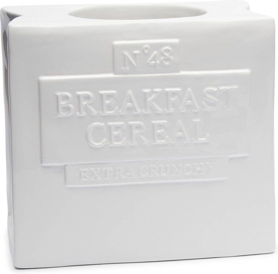 Riviera Maison Voorraadpot met deksel Vershoudpot voor Corn flakes Cereal Breakfast Cereal Storage Jar Wit Porselein