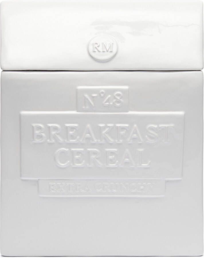 Riviera Maison Voorraadpot met deksel Vershoudpot voor Corn flakes Cereal Breakfast Cereal Storage Jar Wit Porselein