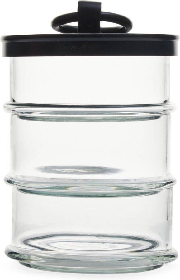 Riviera Maison Voorraadpotten Glas Met Deksel Cordoba Triple Storage Jar Zwart 1 Stuks