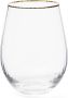 Riviera Maison Waterglas glas ribbel Gouden rand Les Saisies Water Glass 520 ml Transparant - Thumbnail 1